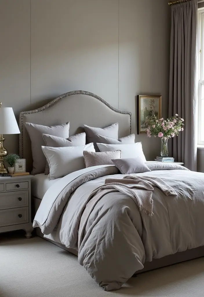30 Grey Bedroom Furniture Ideas That Are Elegant & Timeless - 20. Grey Bedding Sets
