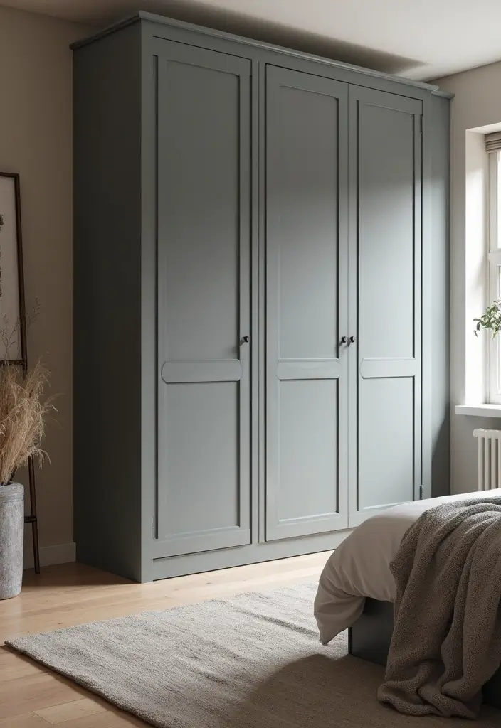 30 Grey Bedroom Furniture Ideas That Are Elegant & Timeless - 21. Grey Wardrobes