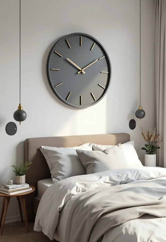 30 Grey Bedroom Furniture Ideas That Are Elegant & Timeless - 29. Grey Wall Clocks
