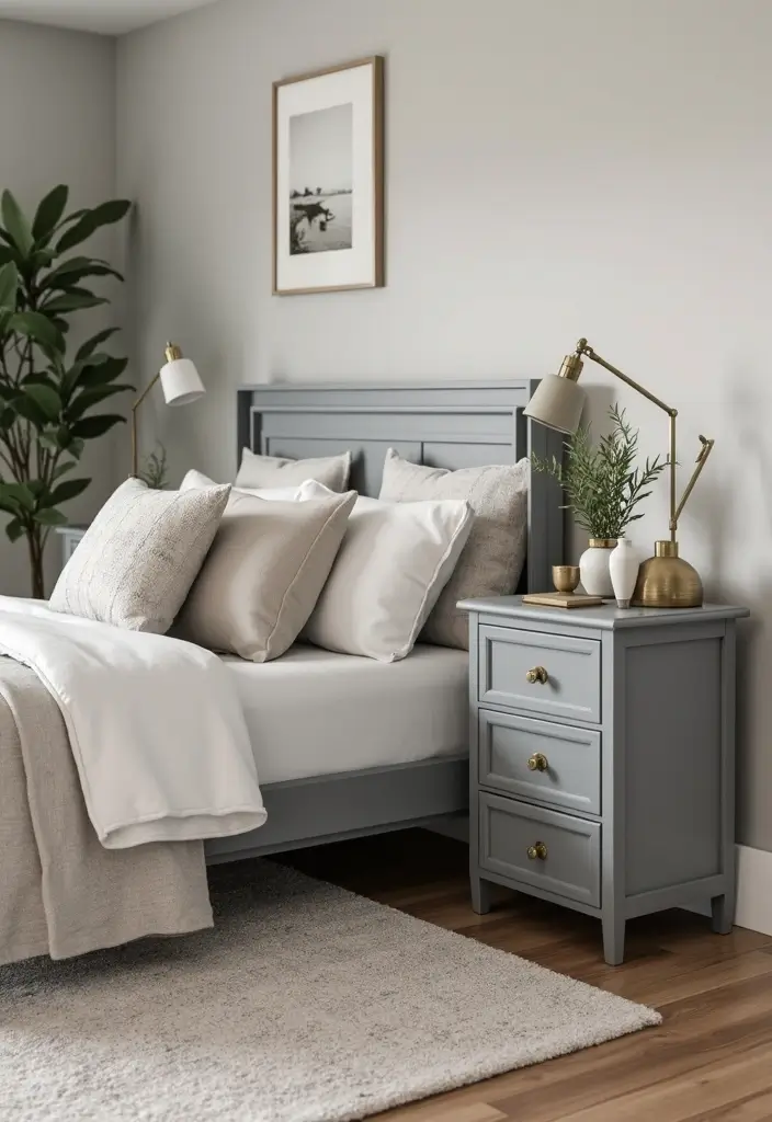 30 Grey Bedroom Furniture Ideas That Are Elegant & Timeless - 3. Grey Nightstands with Storage