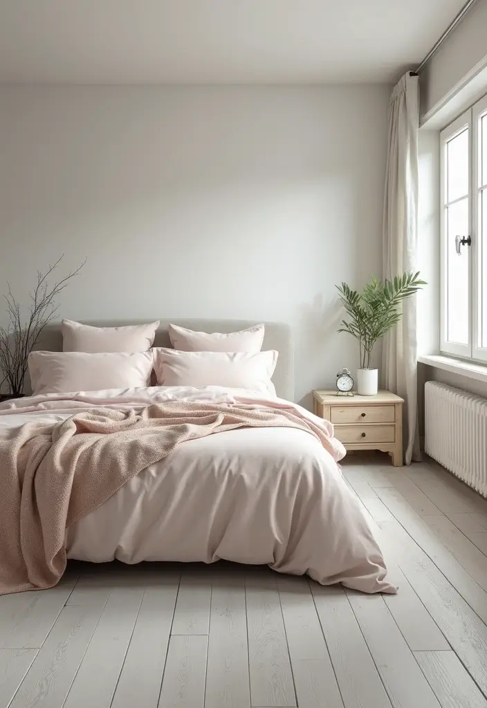30 Grey Floor Bedroom Ideas That Ground the Space Beautifully - 1. Light Grey Laminate Flooring for a Cozy Feel
