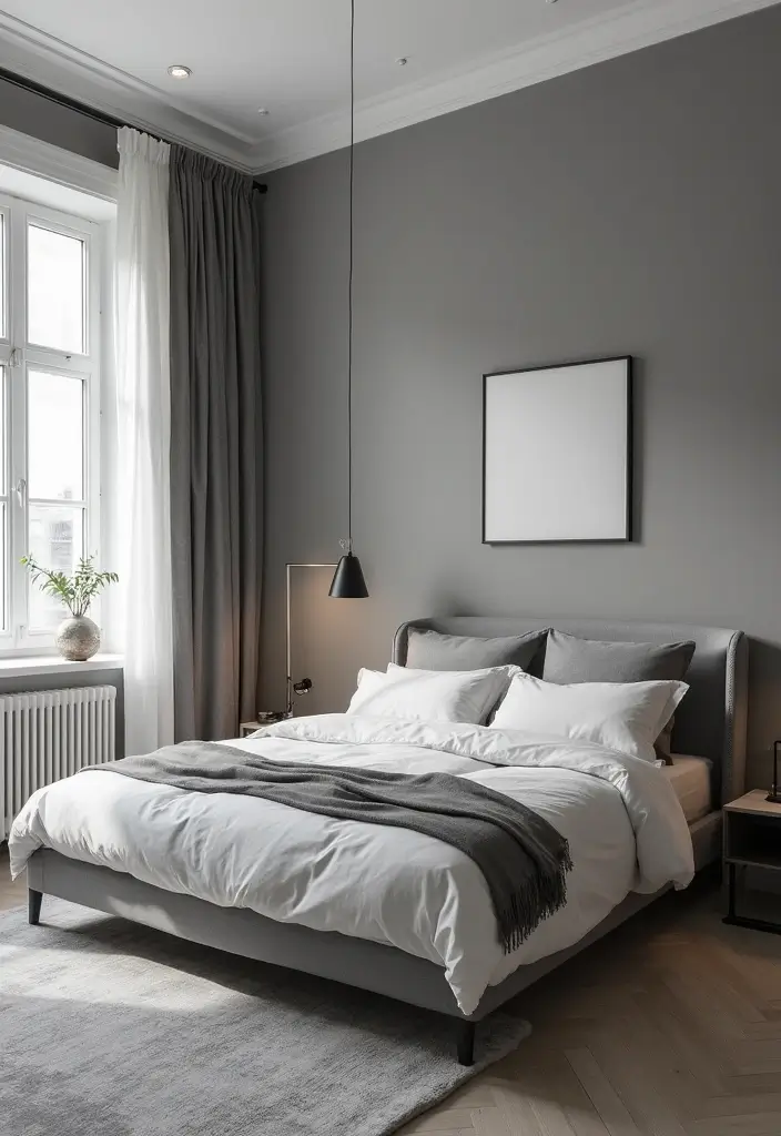 30 Grey Floor Bedroom Ideas That Ground the Space Beautifully - 10. Grey Furniture to Match the Floors