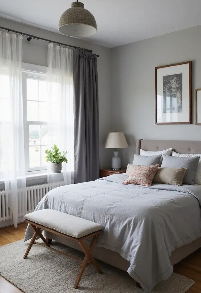 30 Grey Floor Bedroom Ideas That Ground the Space Beautifully - 12. Grey Accents to Add Personality