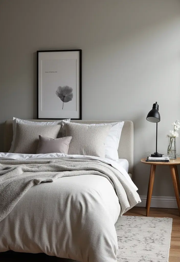 30 Grey Floor Bedroom Ideas That Ground the Space Beautifully - 20. Grey Patterns to Enhance Aesthetic