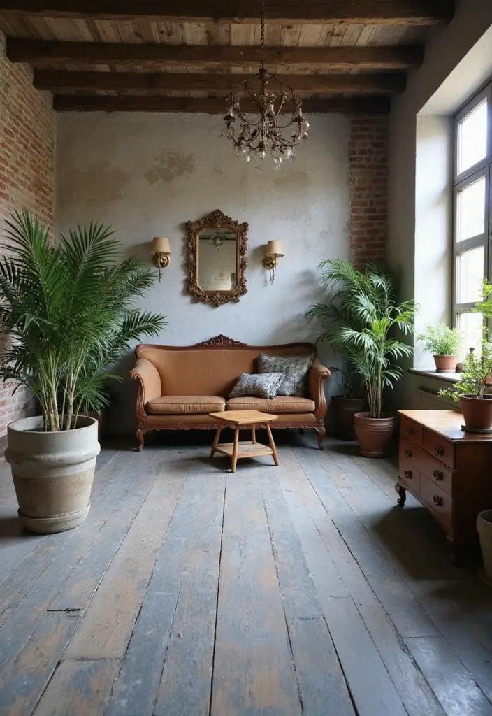 30 Grey Floor Bedroom Ideas That Ground the Space Beautifully - 5. Distressed Grey Floors for Rustic Charm