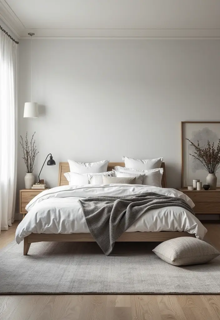 30 Grey Floor Bedroom Ideas That Ground the Space Beautifully - 7. Grey Area Rugs to Define Spaces