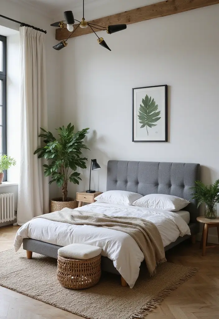 30 Grey Upholstered Bed Bedroom Ideas That Look Plush & Stylish - 13. Eco-Friendly Elements