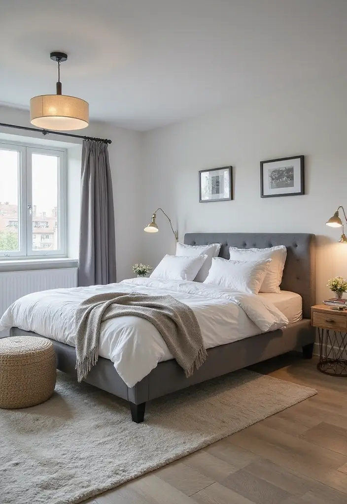 30 Grey Upholstered Bed Bedroom Ideas That Look Plush & Stylish - 15. Functional Layouts