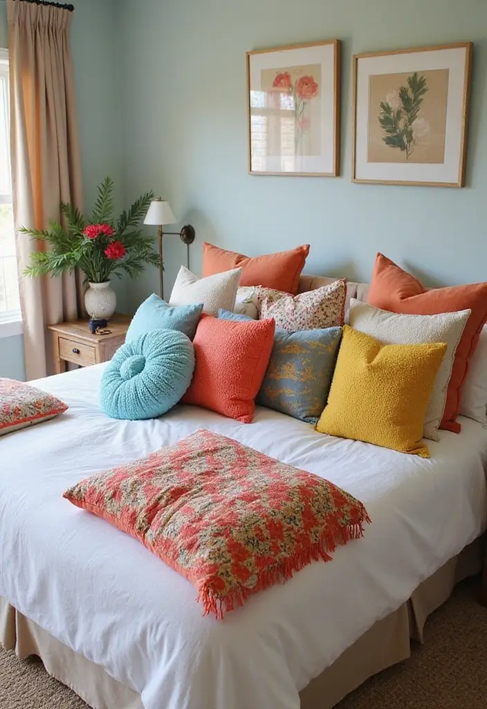 30 Hot Bedroom Ideas for Couples Who Want to Turn Up the Heat - 10. Colorful Throw Pillows