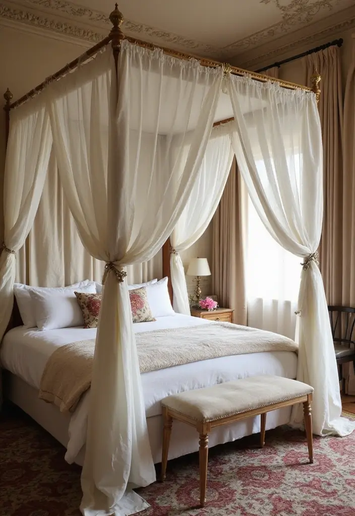 30 Hot Bedroom Ideas for Couples Who Want to Turn Up the Heat - 20. Soft Bed Canopies