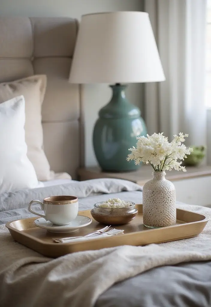 30 Hot Bedroom Ideas for Couples Who Want to Turn Up the Heat - 27. Cozy Bedside Trays