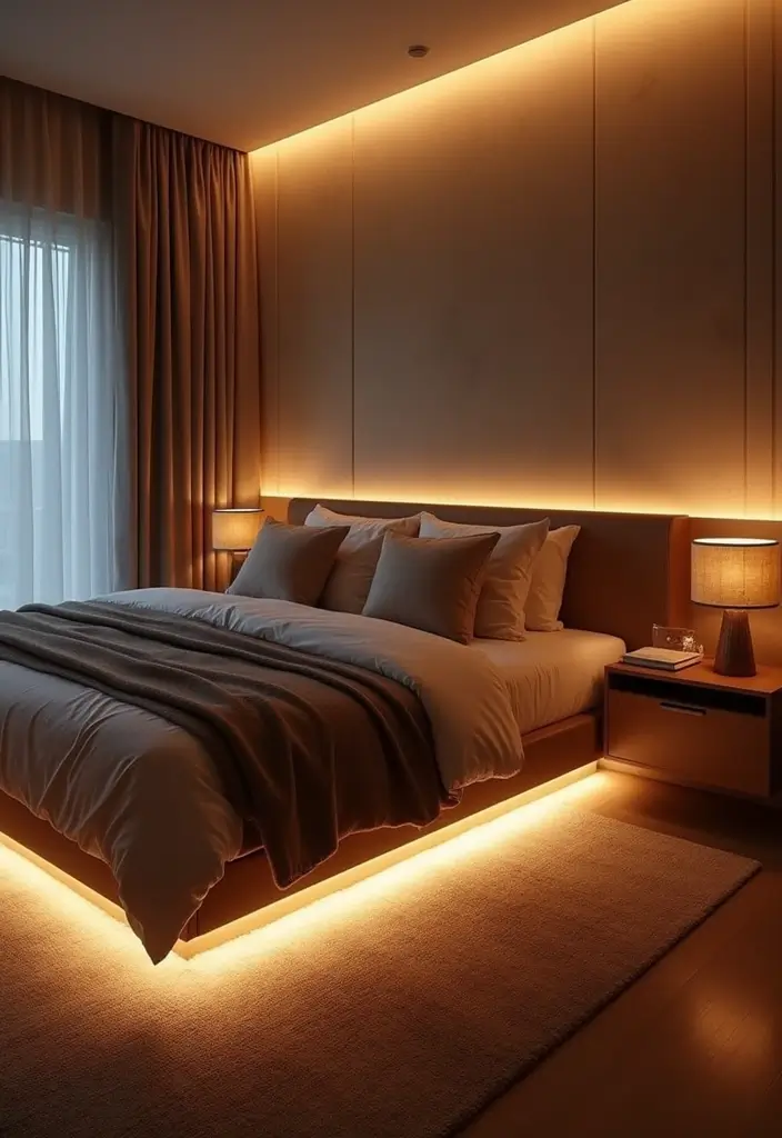 30 LED Strip Lighting Ideas Bedroom That Feel Futuristic - 1. Under-Bed Glow