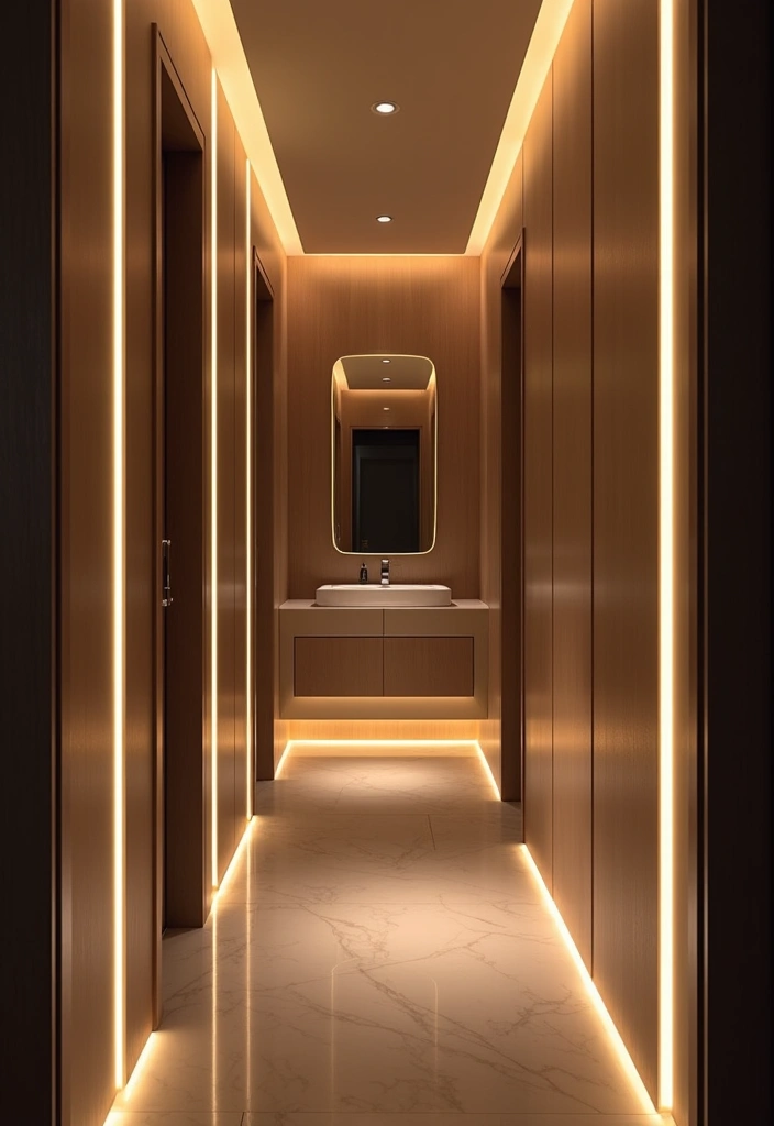 30 LED Strip Lighting Ideas Bedroom That Feel Futuristic - 15. Bathroom-Adjacent Lighting