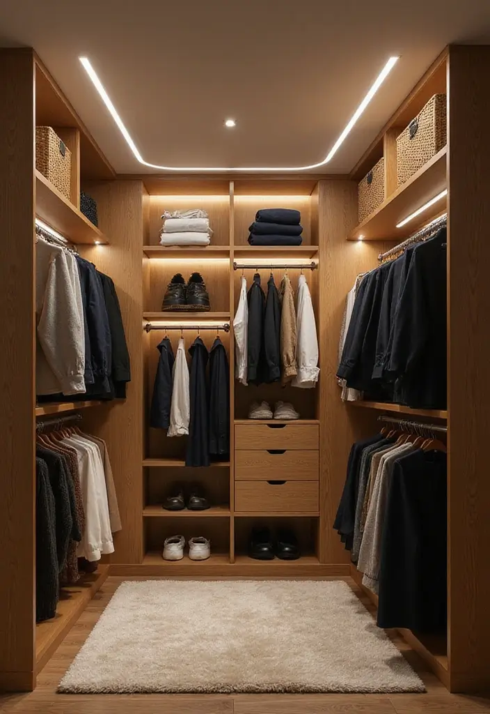 30 LED Strip Lighting Ideas Bedroom That Feel Futuristic - 17. Integrated Wardrobe Lighting