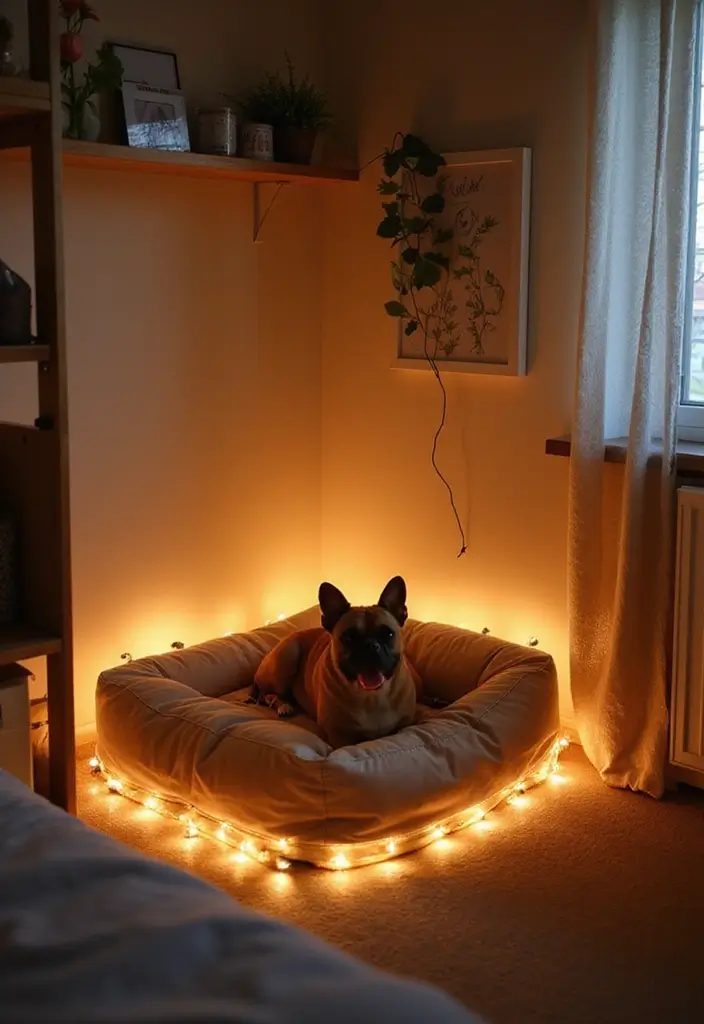 30 LED Strip Lighting Ideas Bedroom That Feel Futuristic - 19. Pet Area Lighting