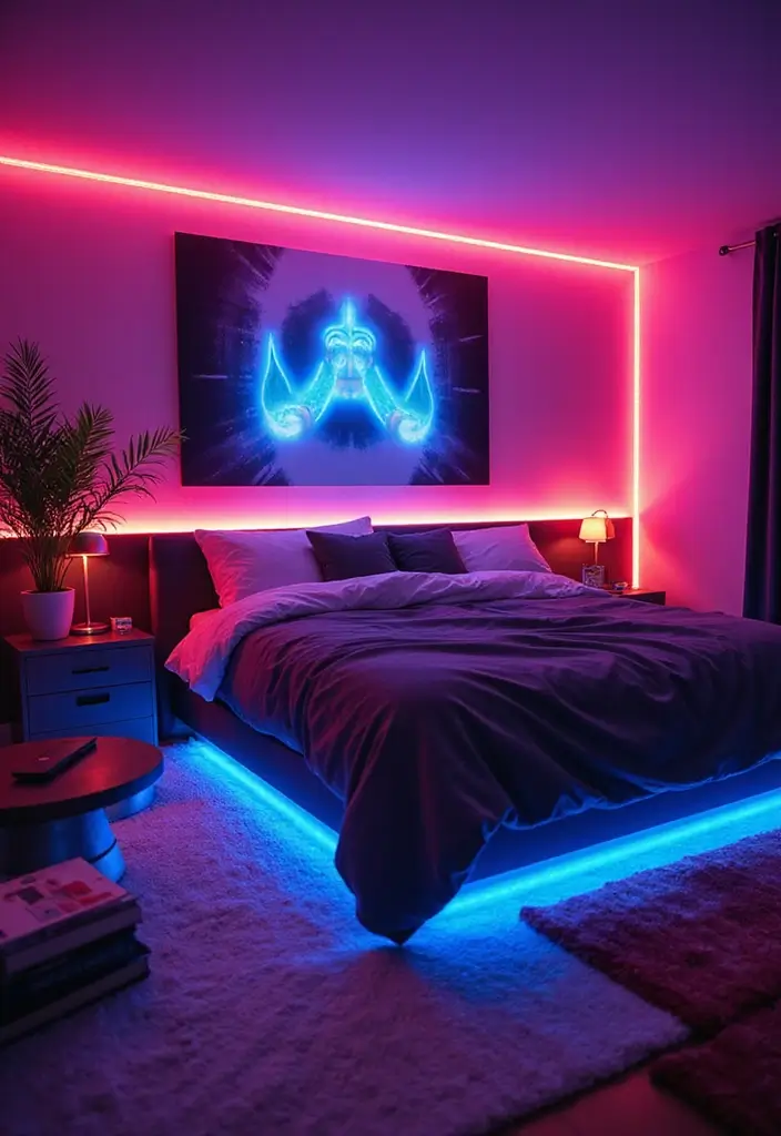 30 LED Strip Lighting Ideas Bedroom That Feel Futuristic - 21. Interactive Mood Lighting
