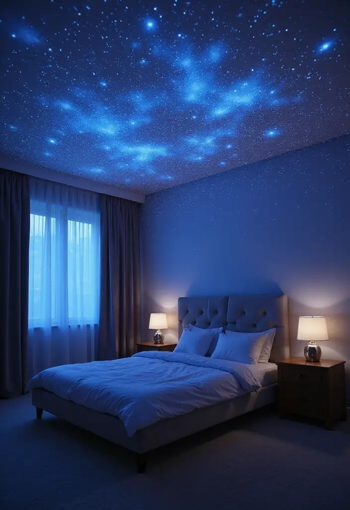 30 LED Strip Lighting Ideas Bedroom That Feel Futuristic - 22. Starry Sky Projection