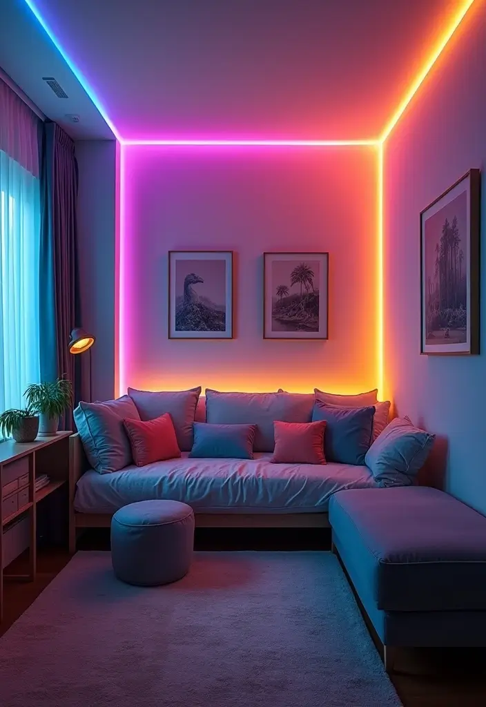 30 LED Strip Lighting Ideas Bedroom That Feel Futuristic - 24. Color-Coded Zones
