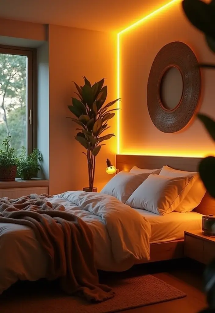 30 LED Strip Lighting Ideas Bedroom That Feel Futuristic - 25. Inspired by Nature