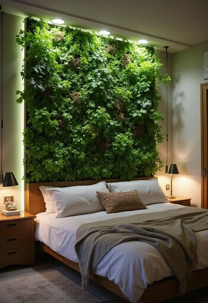 30 LED Strip Lighting Ideas Bedroom That Feel Futuristic - 26. Vertical Garden Highlight