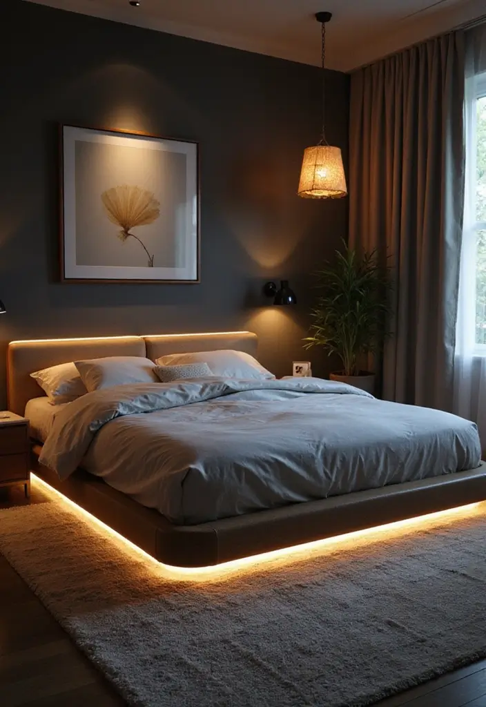 30 LED Strip Lighting Ideas Bedroom That Feel Futuristic - 3. Bed Frame Illumination