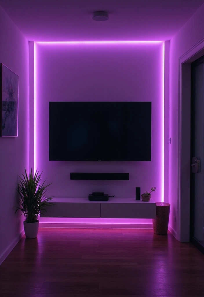 30 LED Strip Lighting Ideas Bedroom That Feel Futuristic - 5. Behind the TV Setup