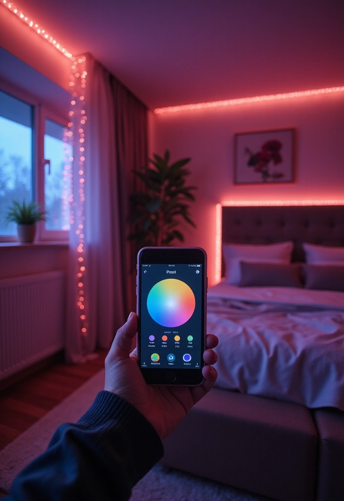 30 LED Strip Lighting Ideas Bedroom That Feel Futuristic - 7. Smart Control Options