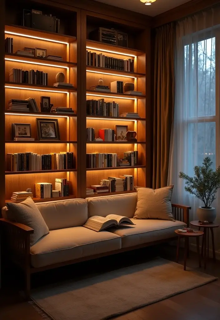 30 LED Strip Lighting Ideas Bedroom That Feel Futuristic - 9. Book Nook Highlight