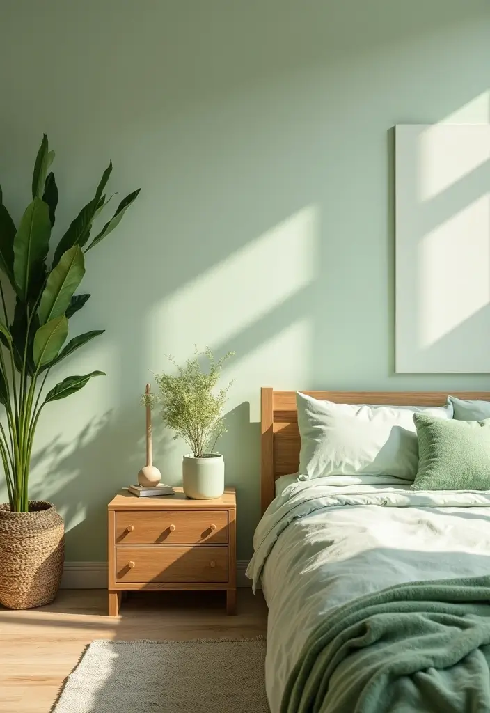 30 Light Green Bedroom Ideas That Add Soft Natural Vibes - 10. Recycled Materials
