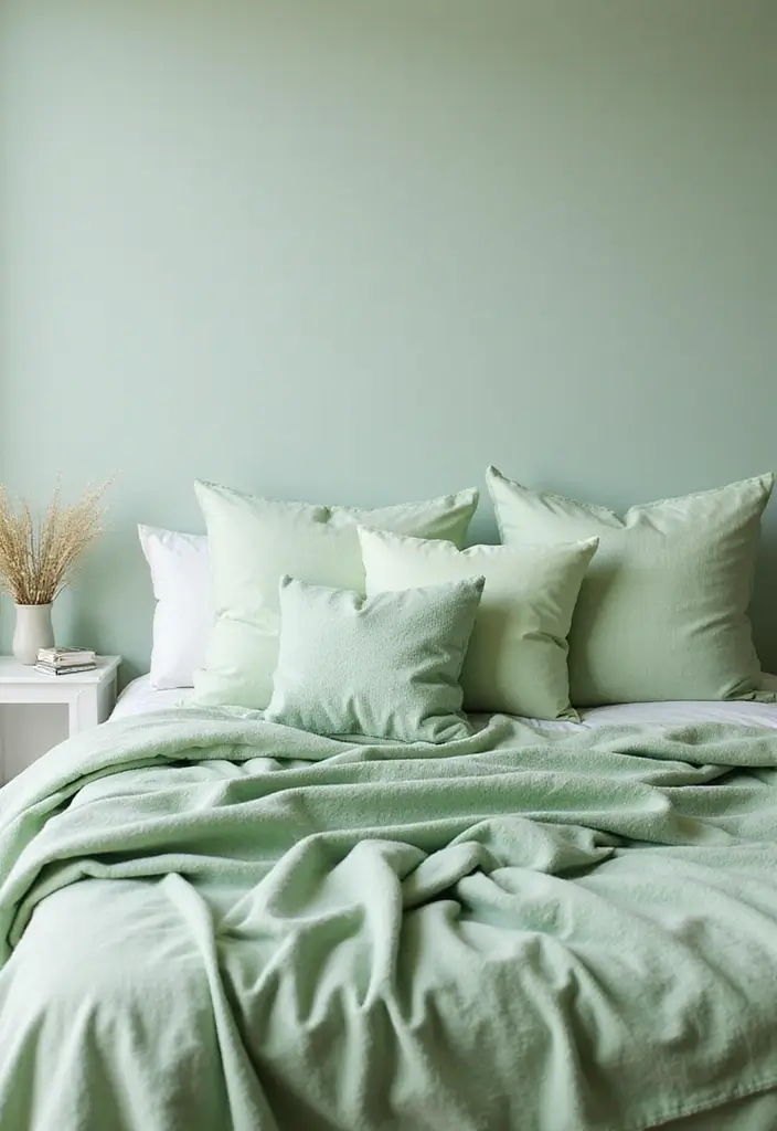 30 Light Green Bedroom Ideas That Add Soft Natural Vibes - 2. Light Green Accents