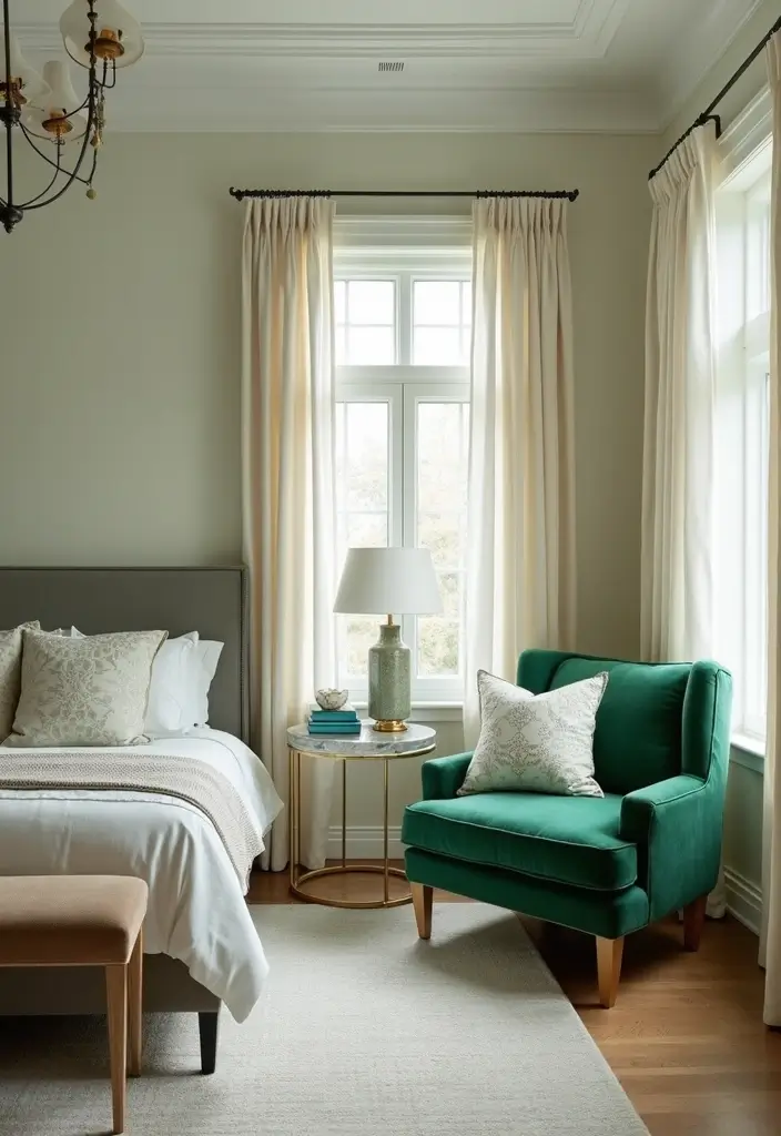 30 Light Green Bedroom Ideas That Add Soft Natural Vibes - 30. Soft Green Accent Chairs