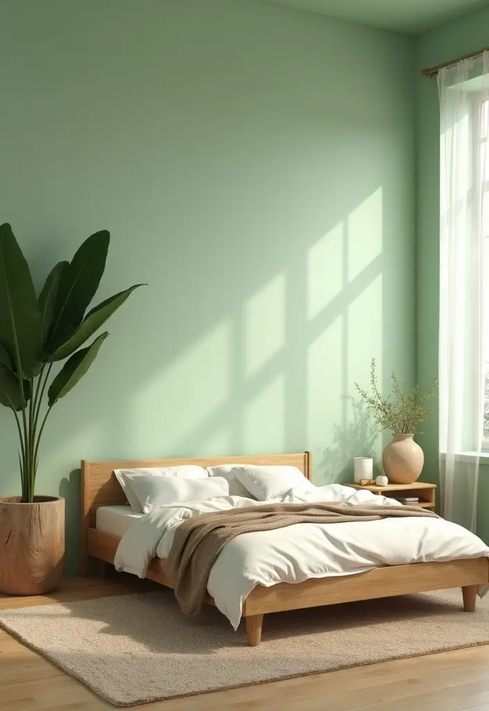 30 Light Green Bedroom Ideas That Add Soft Natural Vibes - 6. Natural Wood Furniture