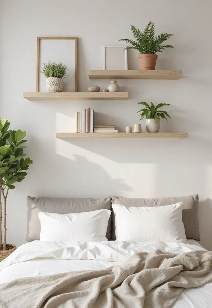 30 Small Bedroom Shelving Ideas That Maximize Vertical Space - 1. Floating Shelves for Books and Decor