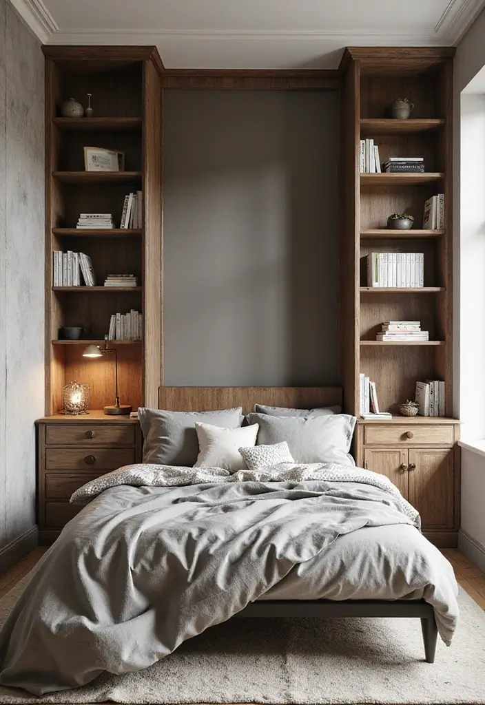30 Small Bedroom Shelving Ideas That Maximize Vertical Space - 12. Bookshelves as Room Dividers