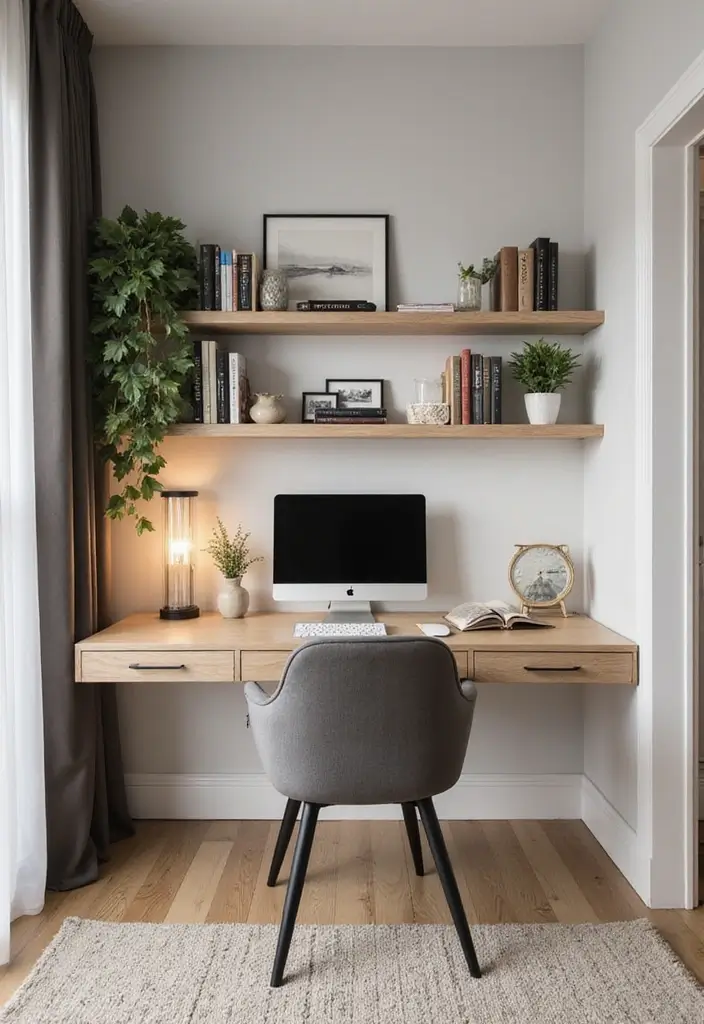 30 Small Bedroom Shelving Ideas That Maximize Vertical Space - 14. Floating Desks with Shelving