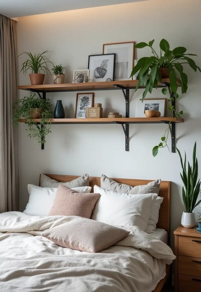 30 Small Bedroom Shelving Ideas That Maximize Vertical Space - 9. Wire Shelving for an Industrial Touch