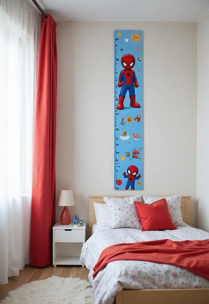 30 Spider-Man Bedroom Ideas for Little Boys Who Love Superheroes - 10. Spider-Man Growth Charts