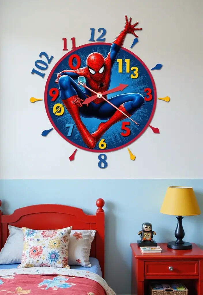 30 Spider-Man Bedroom Ideas for Little Boys Who Love Superheroes - 12. Spider-Man Themed Wall Clocks