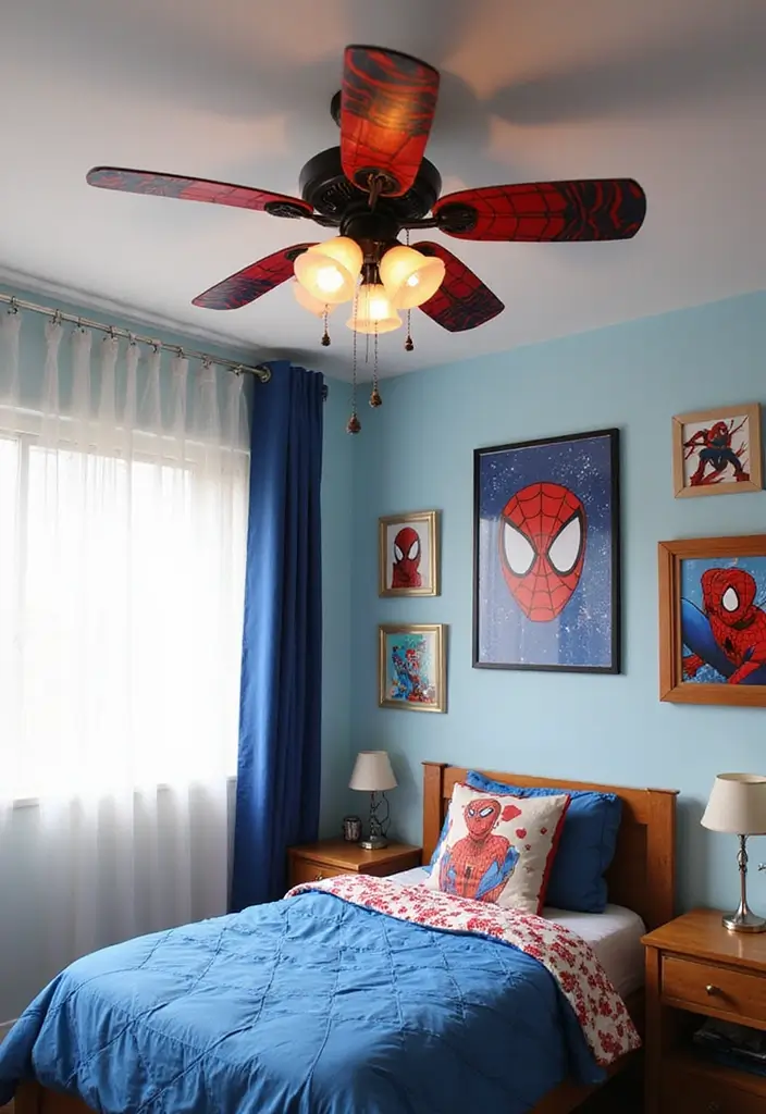 30 Spider-Man Bedroom Ideas for Little Boys Who Love Superheroes - 13. Spider-Man Themed Ceiling Fans