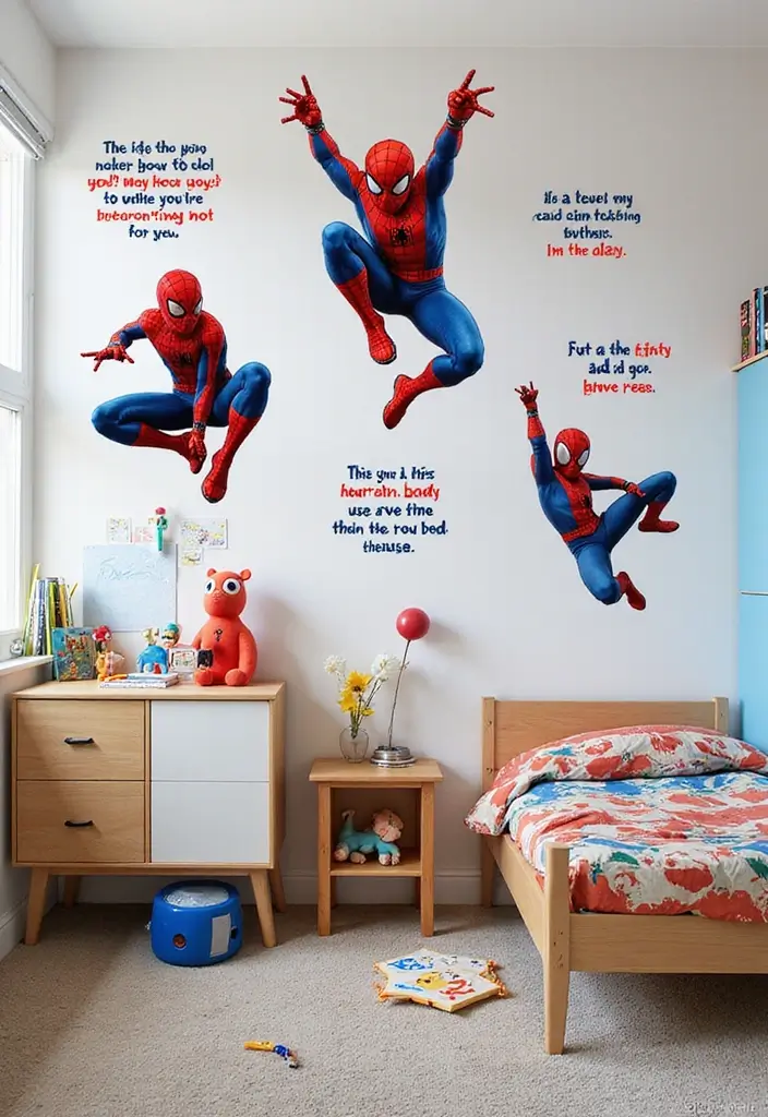 30 Spider-Man Bedroom Ideas for Little Boys Who Love Superheroes - 14. Spider-Man Themed Wall Stickers