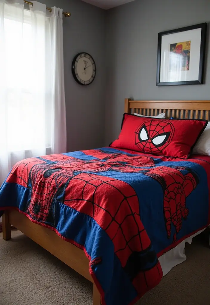 30 Spider-Man Bedroom Ideas for Little Boys Who Love Superheroes - 18. Spider-Man Themed Blanket