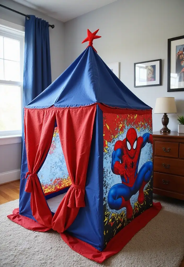 30 Spider-Man Bedroom Ideas for Little Boys Who Love Superheroes - 20. Spider-Man Themed Play Tents