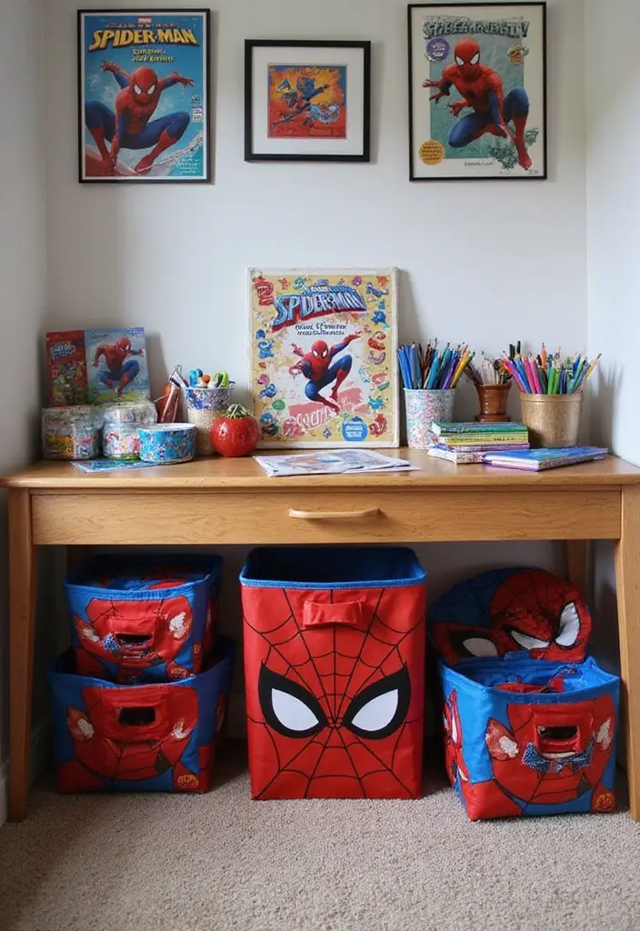 30 Spider-Man Bedroom Ideas for Little Boys Who Love Superheroes - 22. Spider-Man Themed Art Supplies