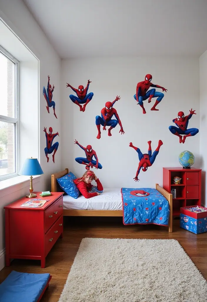 30 Spider-Man Bedroom Ideas for Little Boys Who Love Superheroes - 5. Spider-Man Wall Decals
