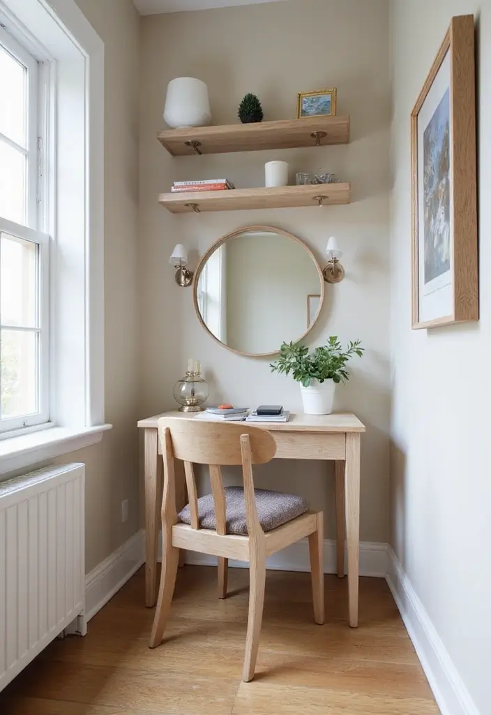 30 Vanity Wall Ideas Bedroom That Feel Trendy & Functional - 2. Corner Vanity Setup