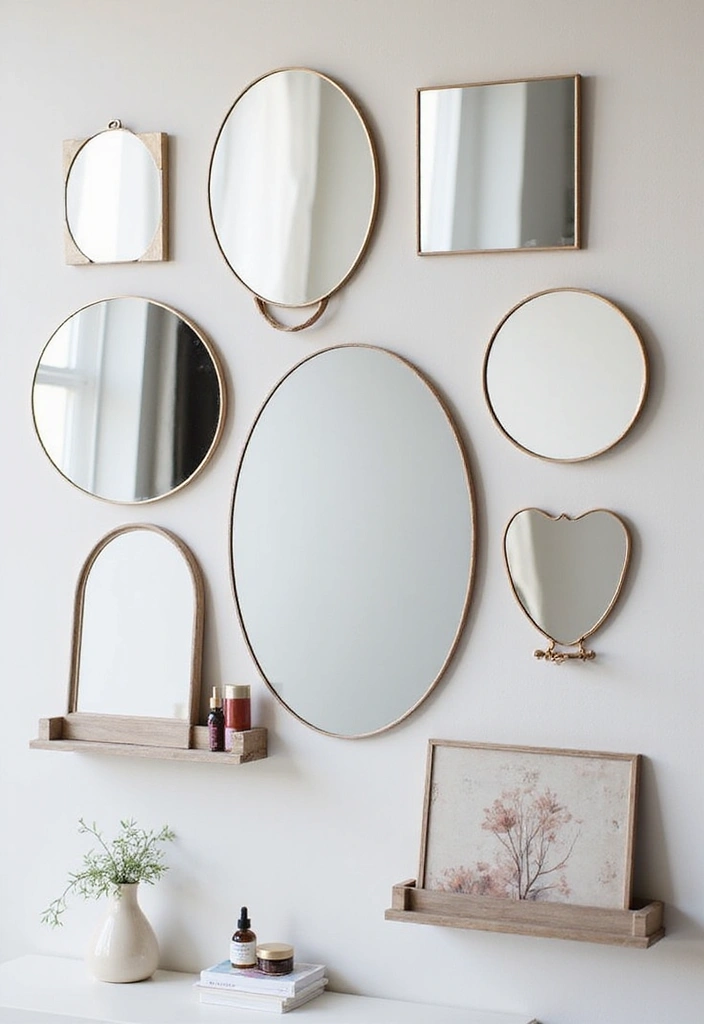 30 Vanity Wall Ideas Bedroom That Feel Trendy & Functional - 3. Minimalist Mirror Gallery
