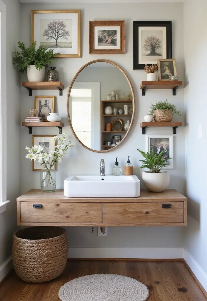 30 Vanity Wall Ideas Bedroom That Feel Trendy & Functional - 6. Personalized Art and Display