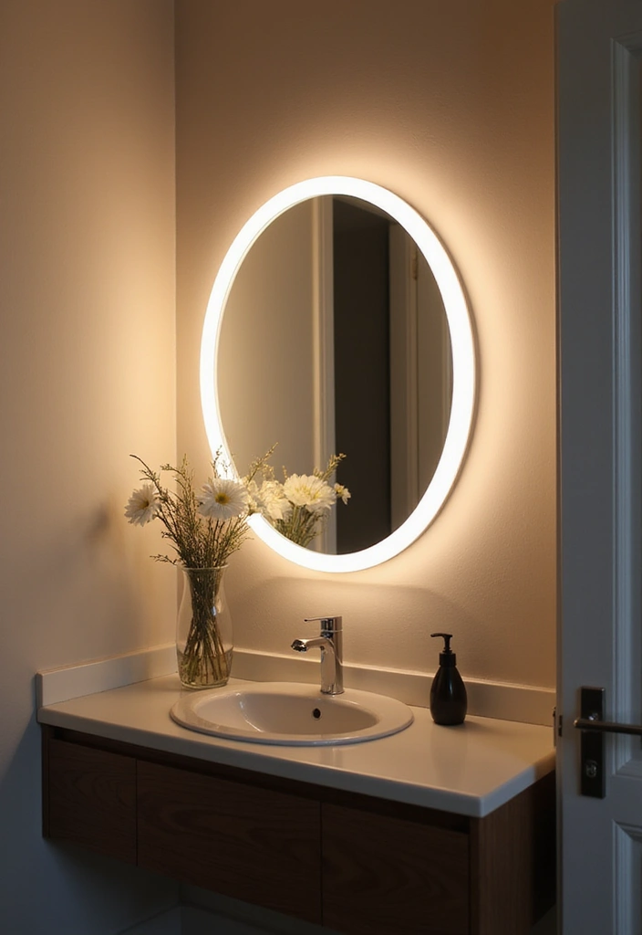 30 Vanity Wall Ideas Bedroom That Feel Trendy & Functional - 7. Integrated Lighting Solutions