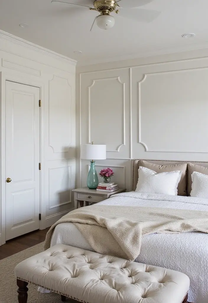 30 Wainscoting Bedroom Master Feature Walls Ideas That Add Texture - 10. Geometric Designs