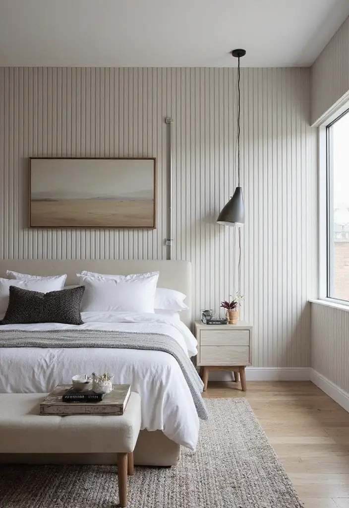 30 Wainscoting Bedroom Master Feature Walls Ideas That Add Texture - 13. Vertical Slats